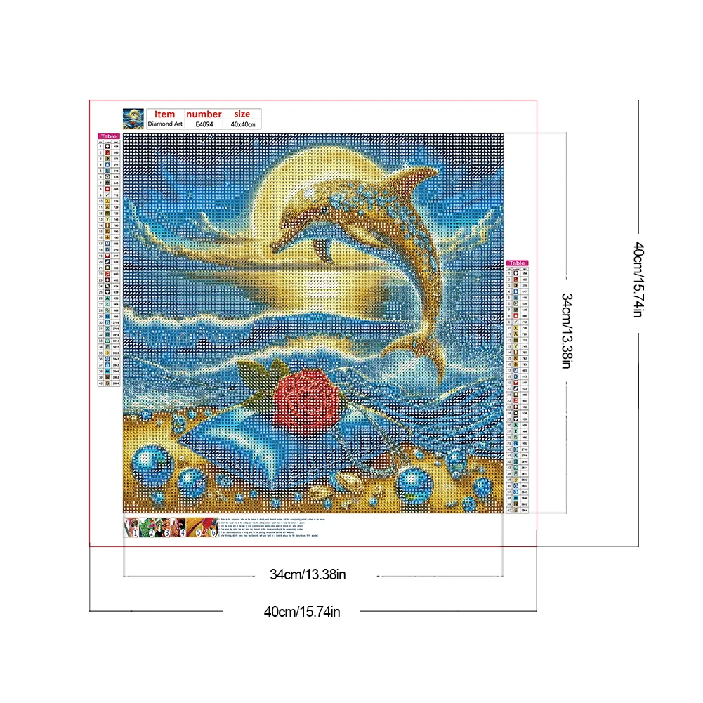 Diamond Painting - Full Round Drill - Ocean Dolphin(Canvas|40*40cm)