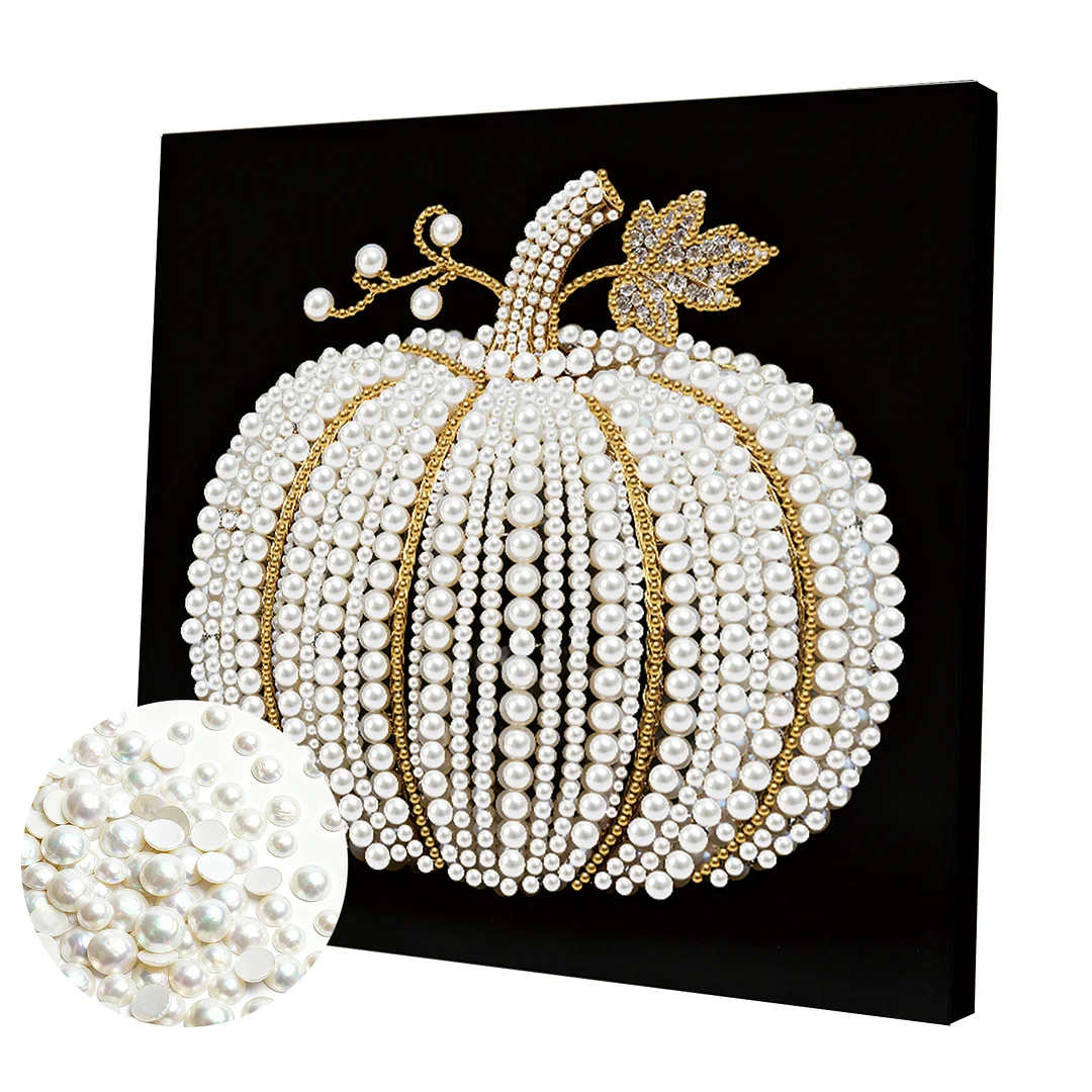 Pumpkin DIY Pearl Art Diamond Painting Kit for Adult Home Decor 25x25cm With Frame