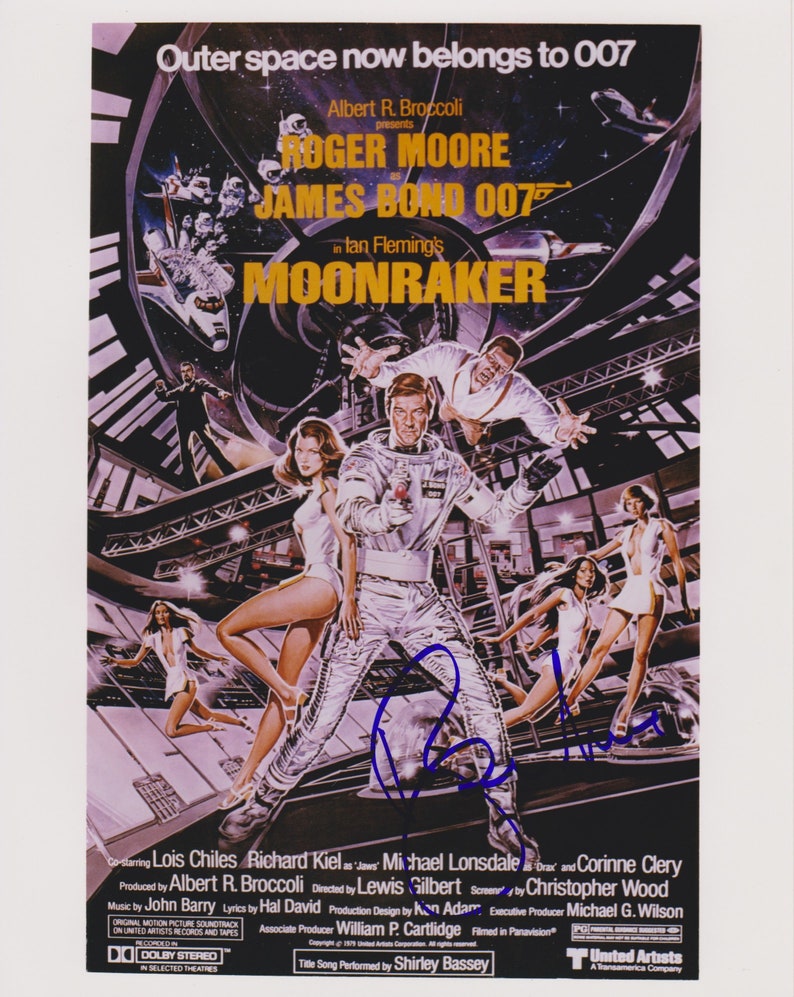 Roger Moore (d. 2017) Signed Autographed Moonraker