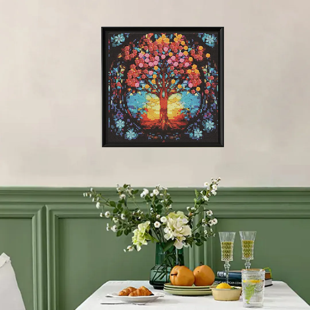 Flower Tree Silhouette Special Shaped 5D DIY Full Drill Diamond Painting Kits for Adults Beginners Home Decor Diamond Art Kit 11.81 X11.81inch