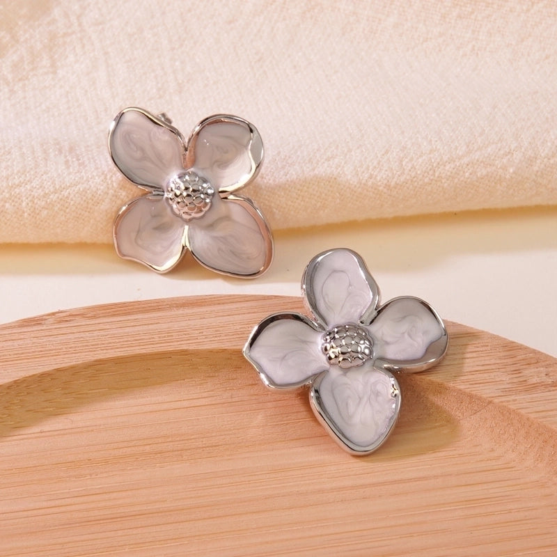 1 Pair Fairy Style Cute Sweet Flower 304 Stainless Steel Imitation Gold  Ear Studs