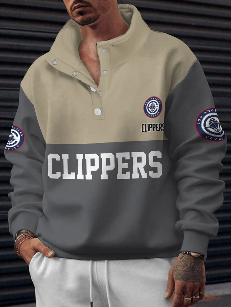 LA Clippers 2025 New Design Casual Snap Mockneck Pullover