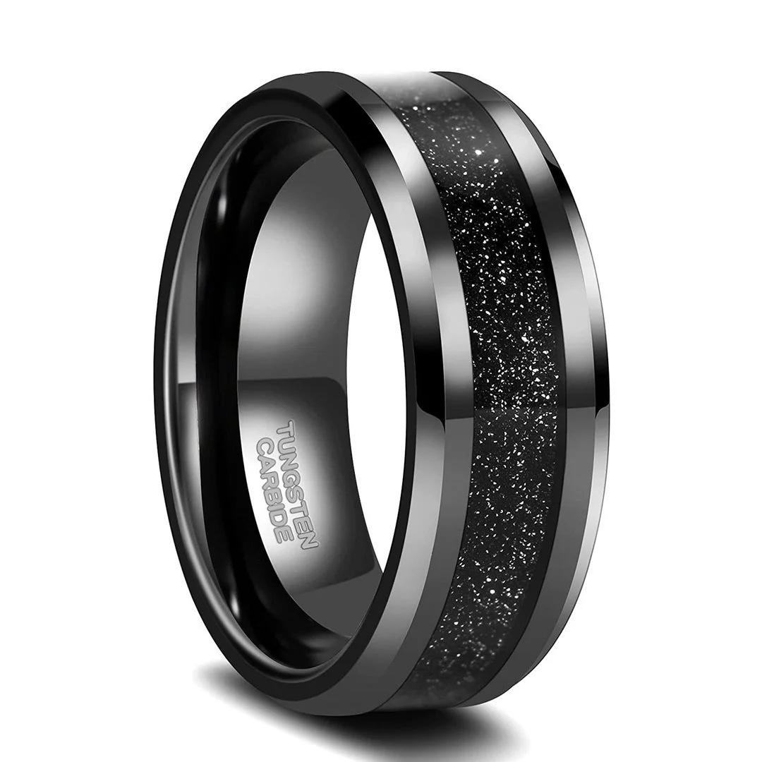 8mm Multiple Colors Sandstone Inlay Tungsten Carbide Men's Wedding Bands