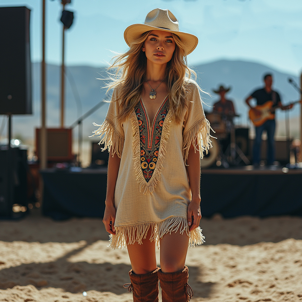 Music Festival Party Rock Carnival Vintage Ethnic Bohemian Style Linen Dress