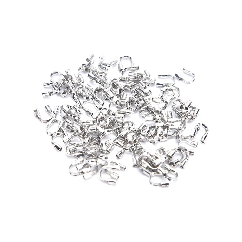 100pcs Stainless Steel Wire Protectors Wire Guard Guardian Protectors loops U Shape Clasps Connector For Jewelry Making Supplies