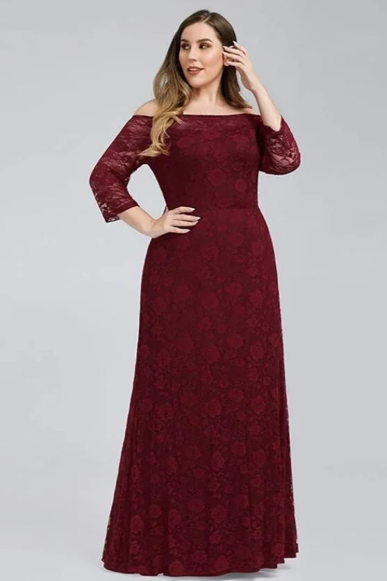 Bugrundy Lace Mermaid Plus Size Evening Dress Online - lulusllly