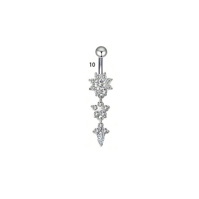 1 Piece Belly Rings Minimalist Classic Style Water Droplets 304 Stainless Steel Inlay Zircon Belly Rings