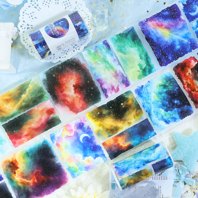 PET 테이프 - 80mm*200cm 빈티지 달 별 밤 패턴