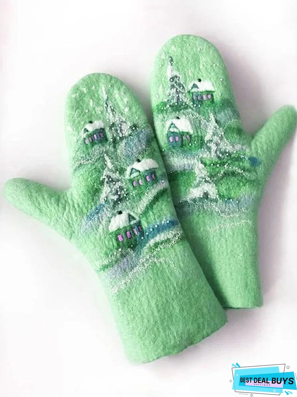 Blue Casual Winter Polyester Gloves