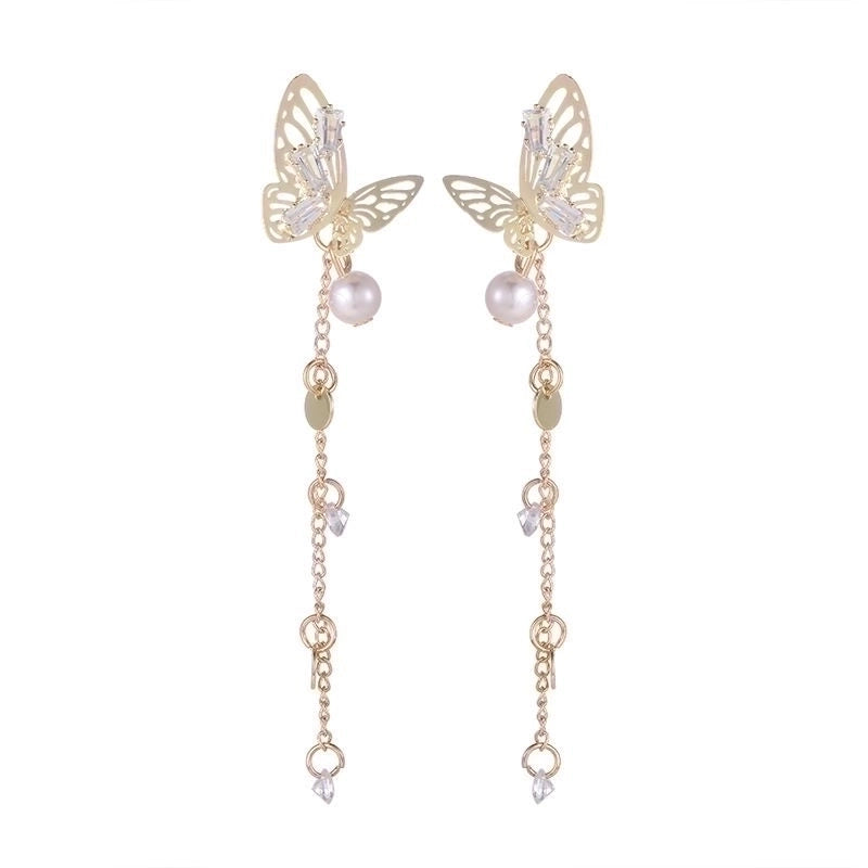 1 Pair Fairy Style Korean Style Butterfly Pearl Alloy Drop Earrings