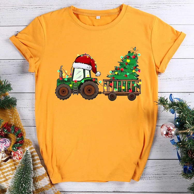 Christmas Tree Round Neck T-shirt-0019661