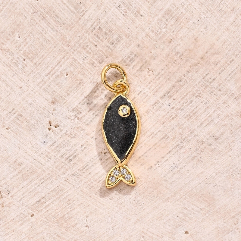 1 Pc/Package 17×16.5mm 19x7mm 23x9mm Hole 3~3.9mm Copper Zircon 18K Gold Plated White Gold Plated Fish Carp Polished Pendant Jewelry Accessories