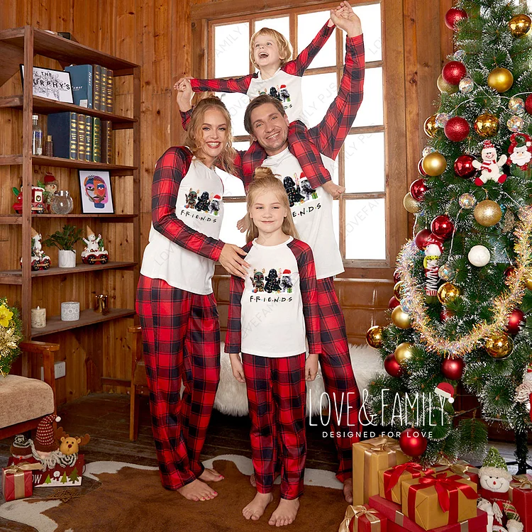 Star Wars Friends Christmas Family Buffalo Plaid Pajamas Sets(White)