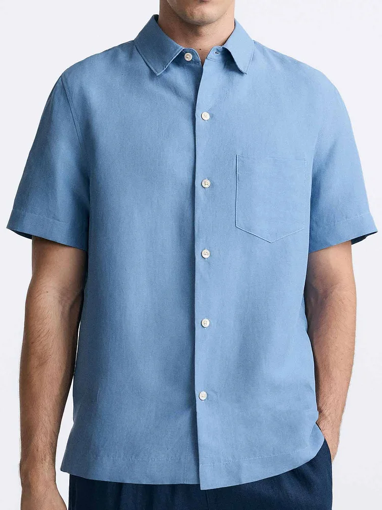 Men's Casual Fashion Comfortable Lapel Short Sleeve Pocket Shirt