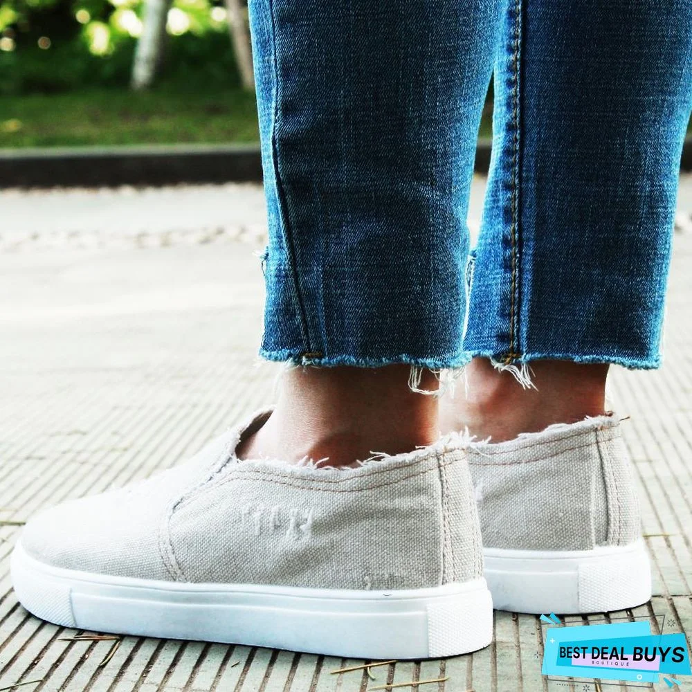 Women Denim Canvas Casual Platform Breathable Footwear Classic Loafers A Pedal Lazy Sneakers Shoes