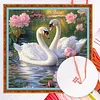 Swans Lotus Full 14CT 2 Strands DIY Counted Cross Stitch Kits for Beginners Adults Home Decor Cross Stitch Patterns Arts Craft Kits 15.6x15.6In