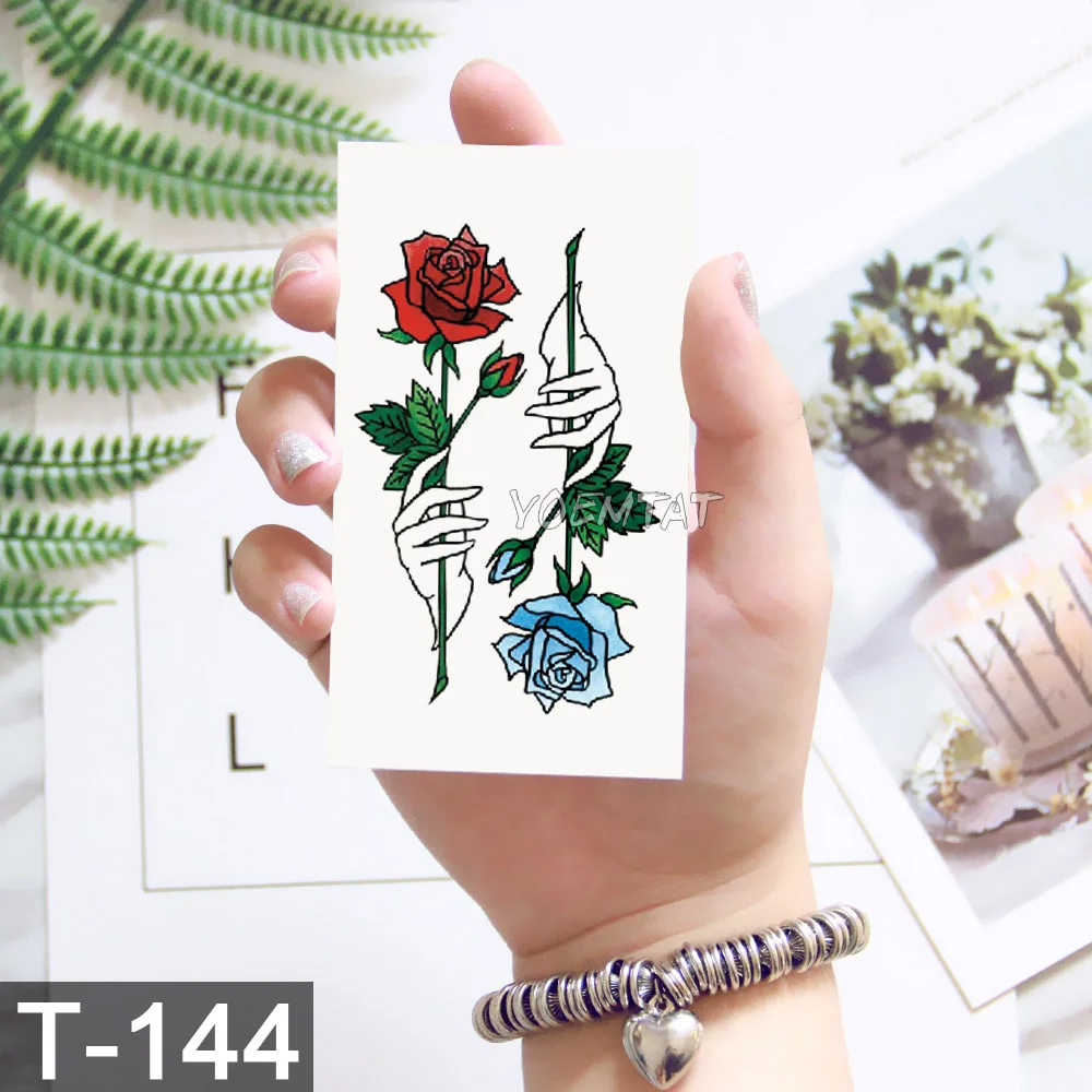 Sdrawing Temporary Tattoo Sticker Lotus Colorful Feather Leaves Butterfly Flash Tatoo Female 3D Body Art Child Fake Tatto Male