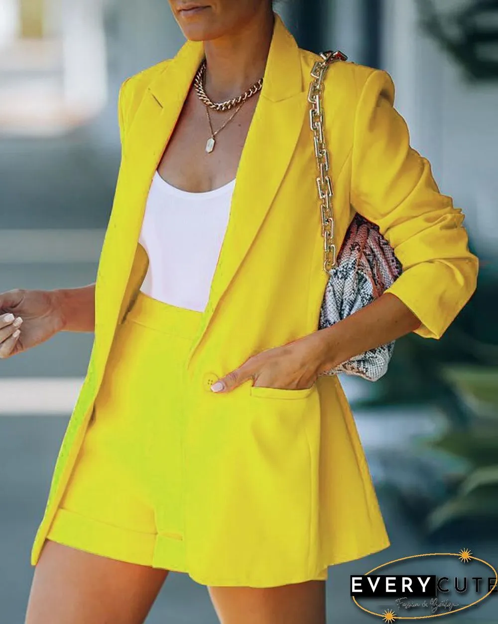 Spring Summer jacket shorts suit sexy temperament womens fashion casual lapel cardigan
