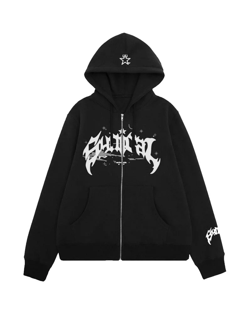 Letter Spider Print Hoodie