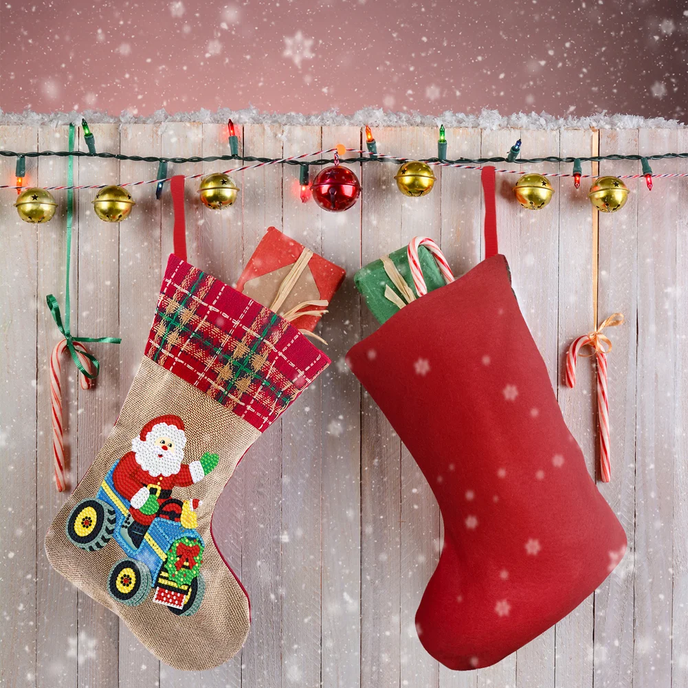 Flannelette Santa Claus Stockings Decorative Stocks Cute for Gift(35*20cm)