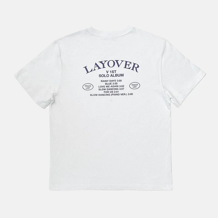 BTS V solo album LAYOVER T-shirt White