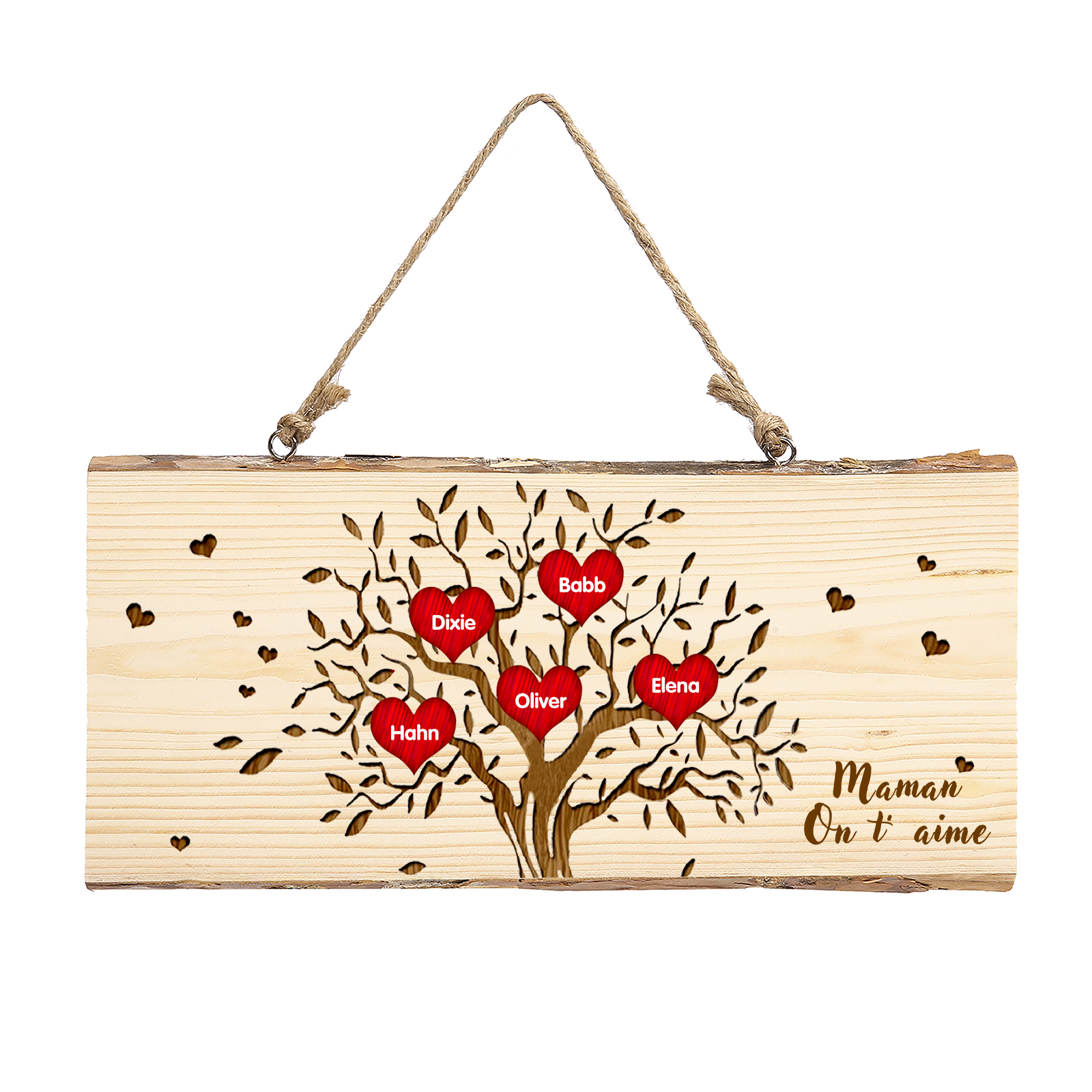 Décoration en bois Arbre de Vie 2-6 Prénoms Personnalisés avec Texte pour Famille Peinture Décorative