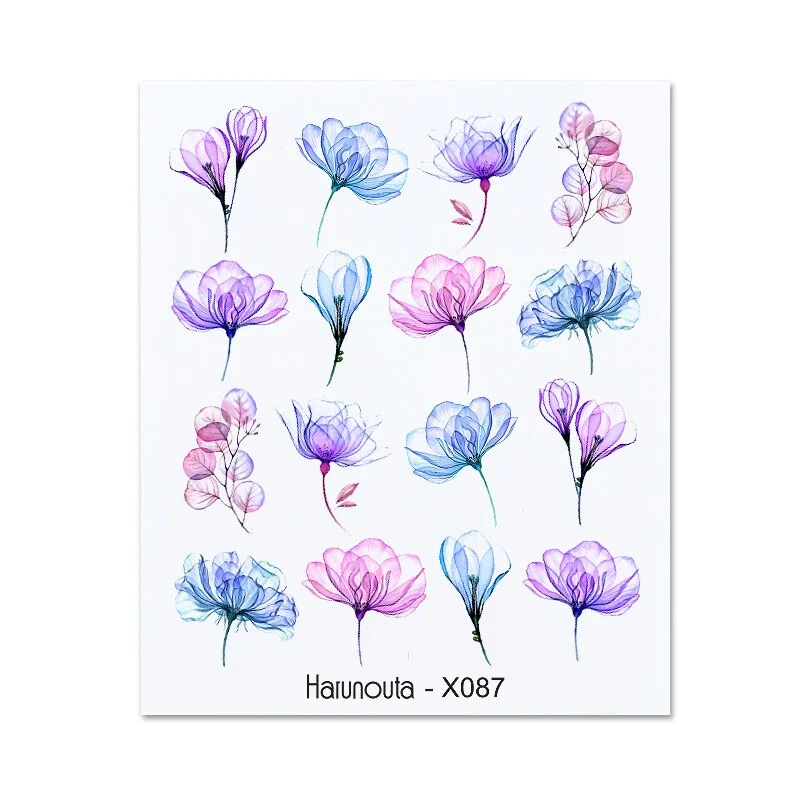 Harunouta Geometrics Gradient Volcanic Cloud Water Decals Colroful Wave And Rainbow Pattern Slider Stickers For Nails Decoration-Nail Inspo