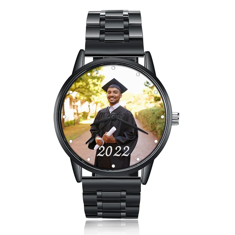 Personalized Photo Watch Engraved Text Graduation Gift