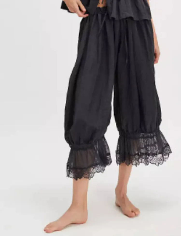 Ladies Lace String Tie Lantern Pants