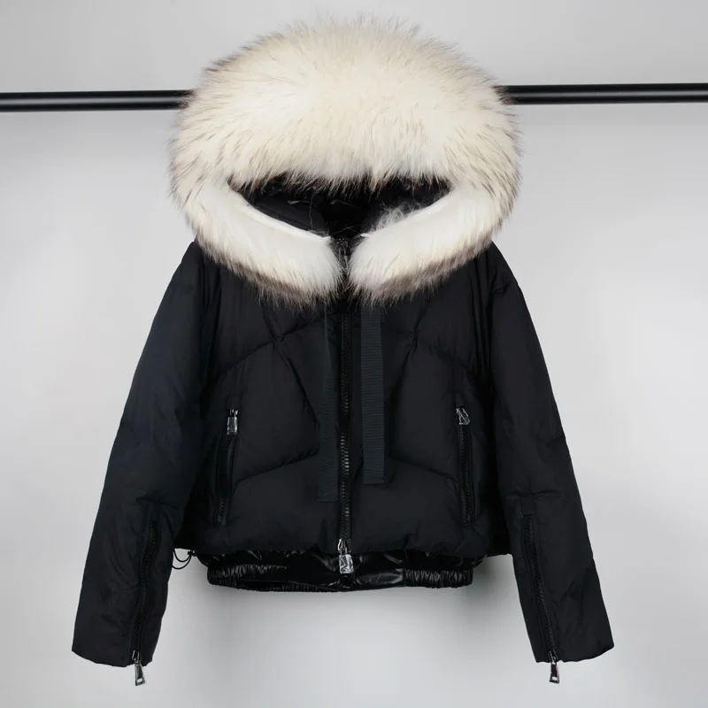 Woherb Real Raccoon Fur Hooded Women's Down Jacket 2021 Winter 90% Duck Down Coat Short Female Puffer Feather Parkas Outwear