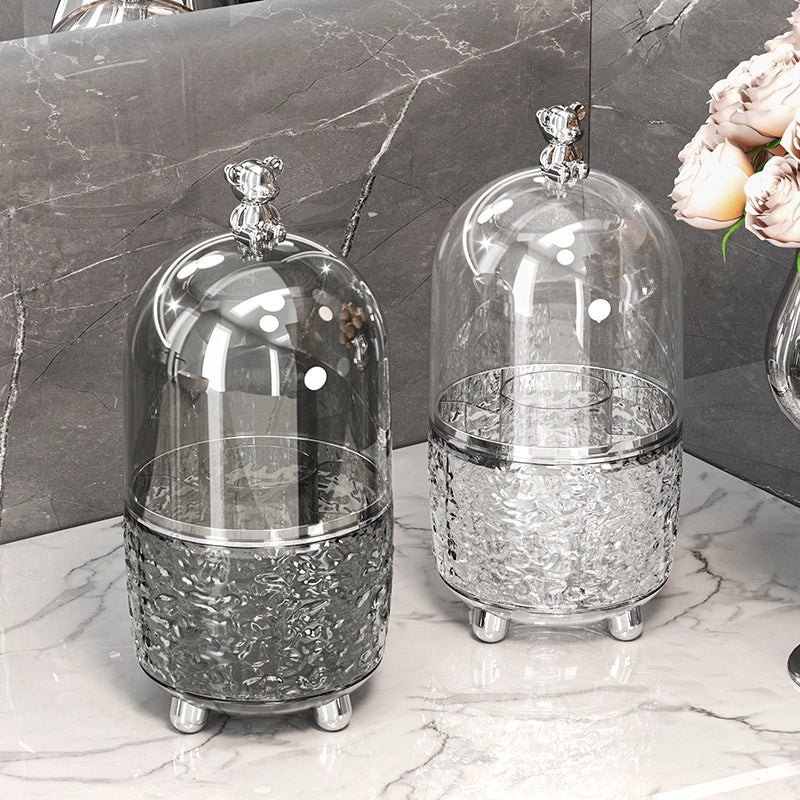 Glacier Pattern Rotatable Makeup Brush Tube Transparent Desktop Storage Bucket Dustproof Eyebrow Pencil With Lid Eye Shadow Pen Storage Tube