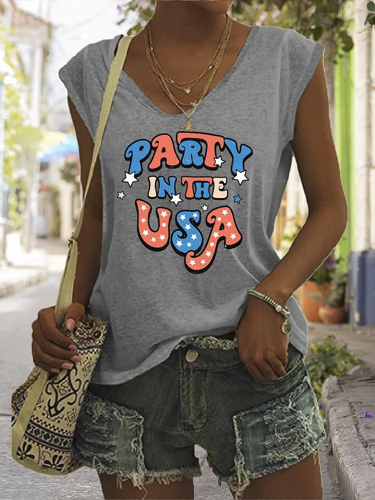 American Independence Day V Neck T-shirt Tees-JR00395-JR00395