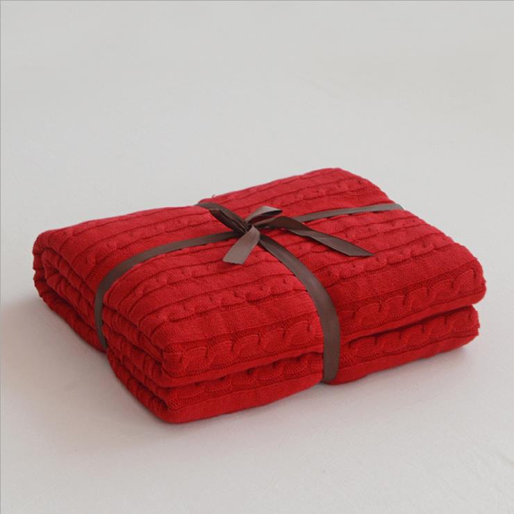 Solid Color Blankets Beds Cover Soft Bedspread Bedding Knitted Blanket
