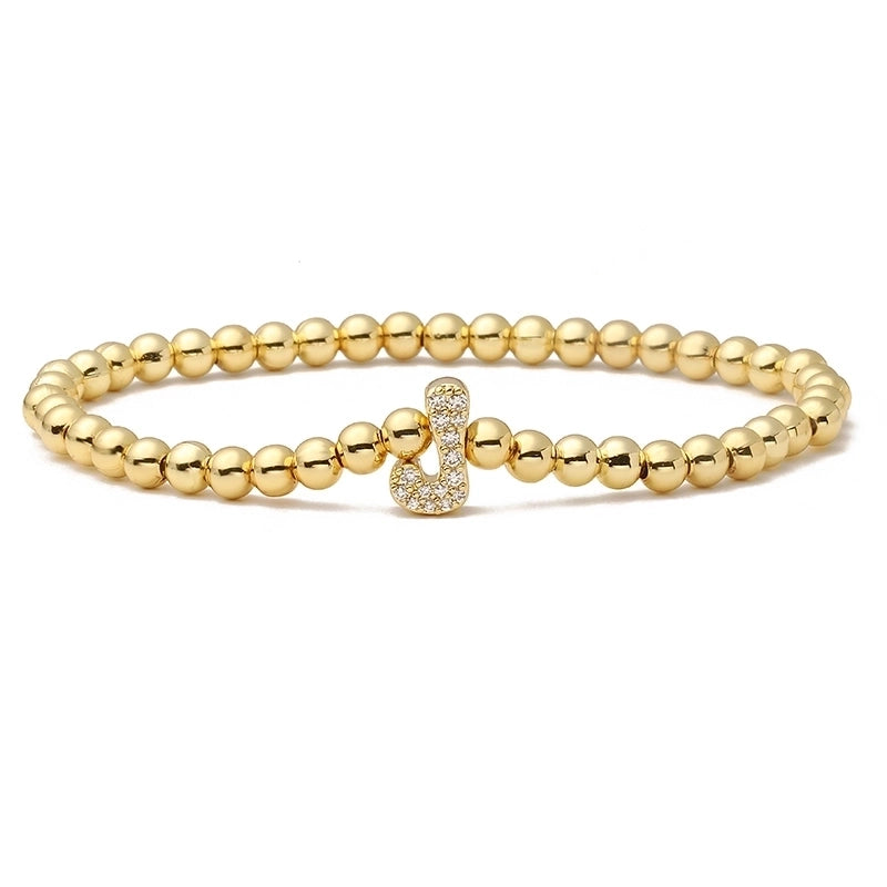 Vintage Style Minimalist Classic Style Letter Copper Zircon 18K Gold Plated Inlay Bracelets