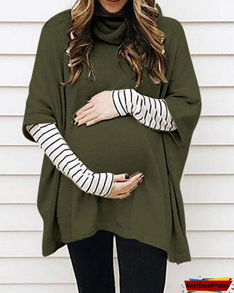 Maternity Half Sleeve High Neck Loose Sweatershirts