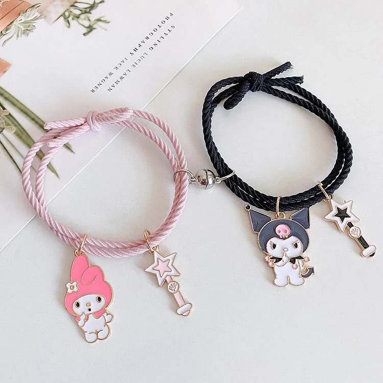 Fashion Sanrio Accessories Kuromi My Melody StellaLou Couple Girlfriends Cartoon Magnetic Aluminum Alloy Bracelet For Girls Gift