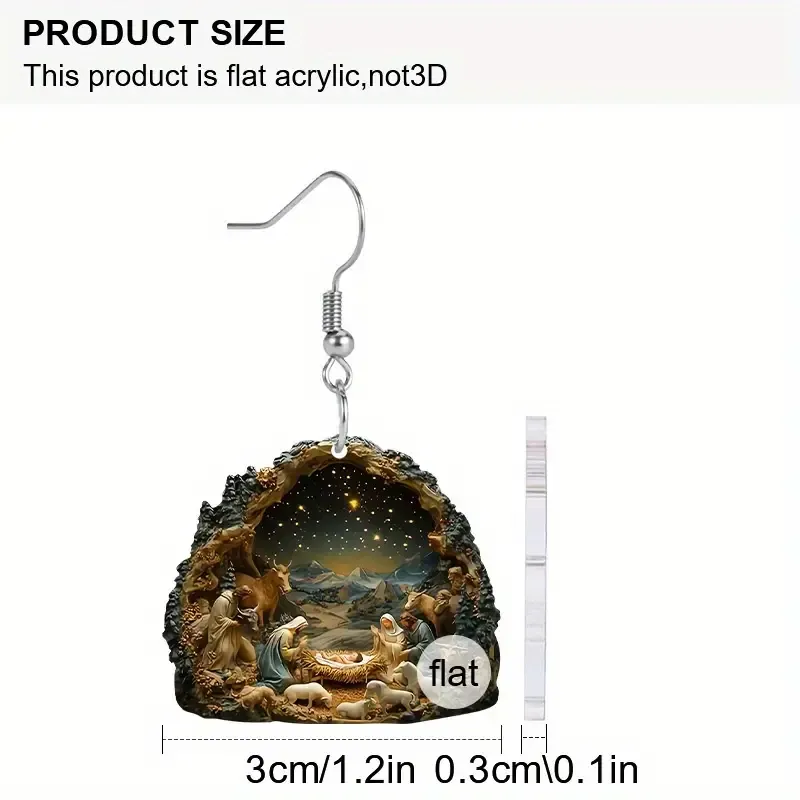 2d flat 1 pair of winter christmas new year gift celebration birth pendant womens Acrylicdrop earrings the bubble scratch is is a protective film on which is a normal phenomenon of the product flat is of the product picture and has to do with the product itself 4