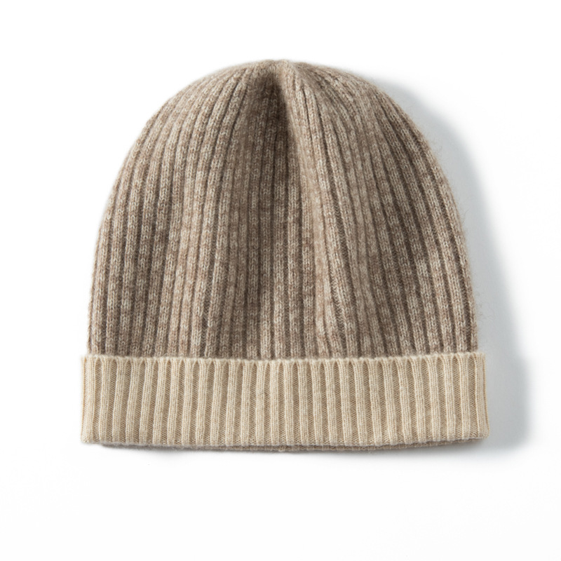 100% Cashmere Patterned Beanies Thickened Style REAL SILK LIFE