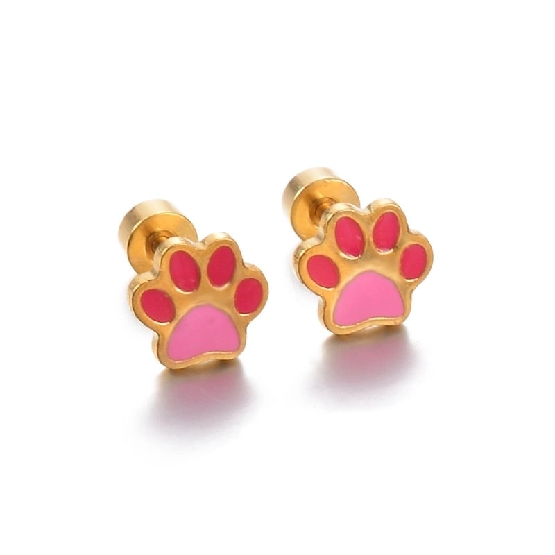 1 Pair Cute Geometric Enamel Plating Stainless Steel Ear Studs