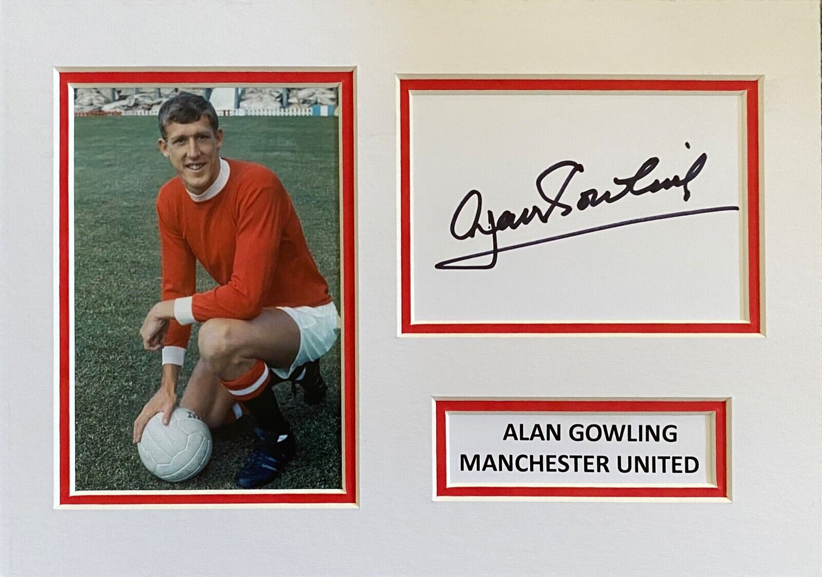 ALAN GOWLING HAND SIGNED A4 Photo Poster painting MOUNT DISPLAY MANCHESTER UNITED AUTOGRAPH 1