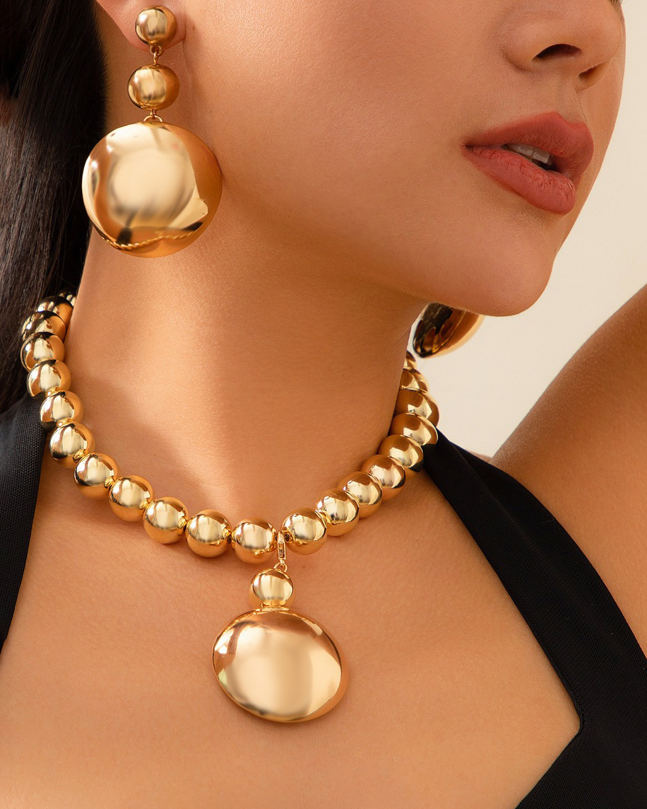 Detachable Metal Half Circle Pendant Jewelry Set