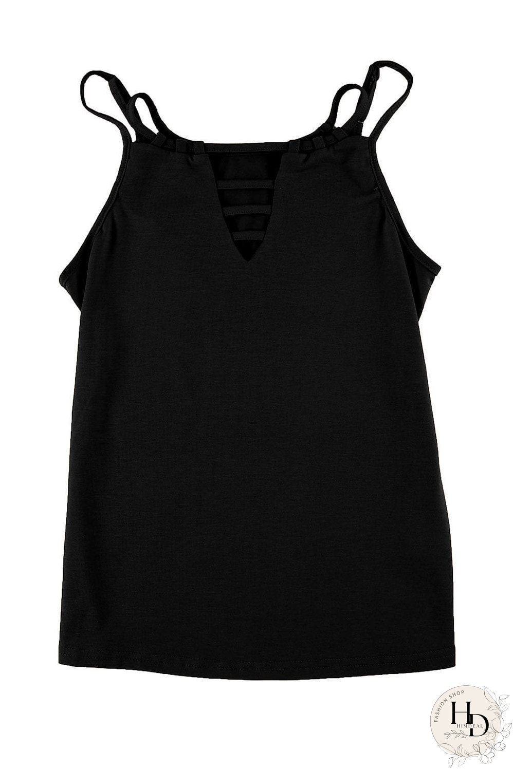 Black Lace-Up Hollow-out Tank Top