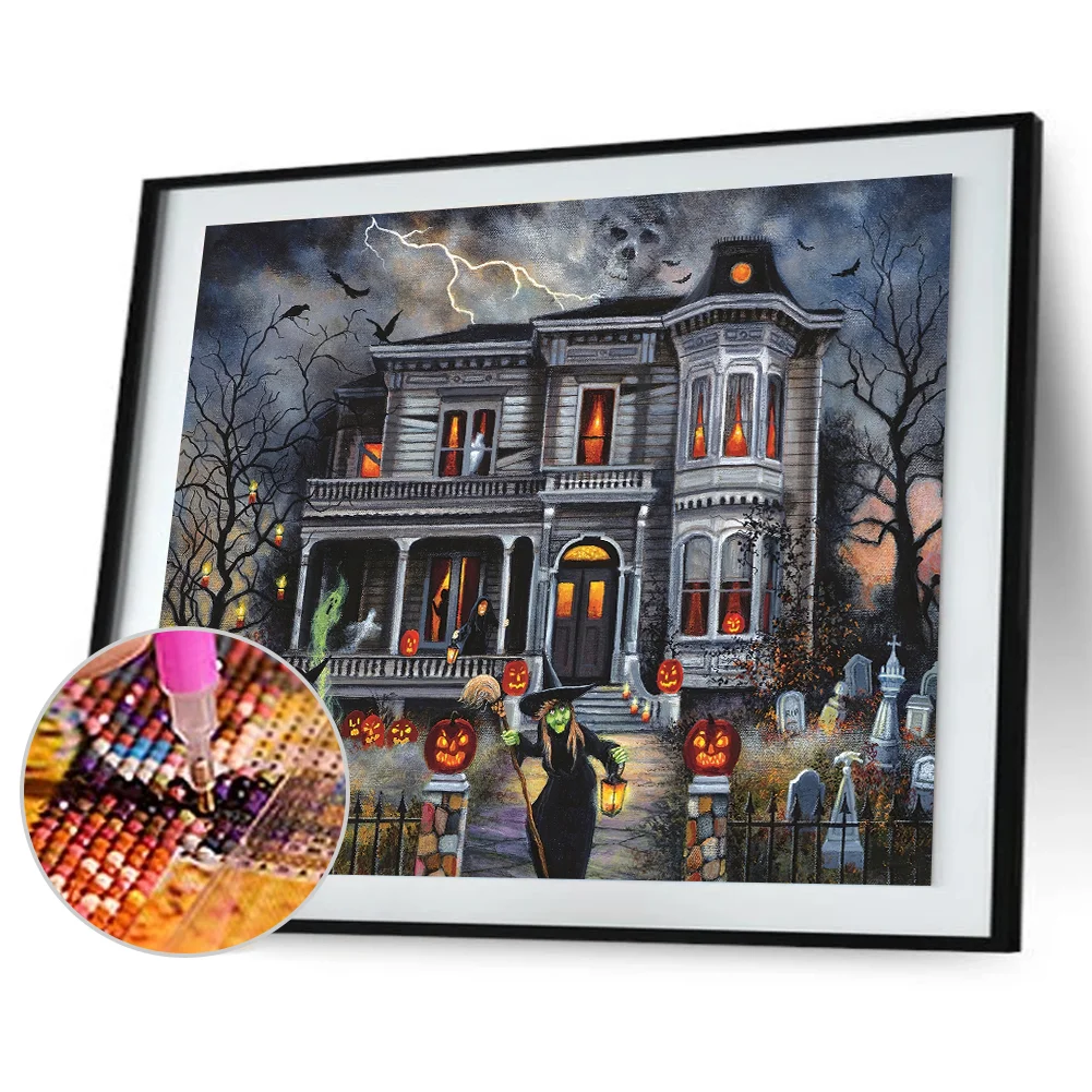 Diamond Painting - Full Round Drill - Halloween House(50*40cm)