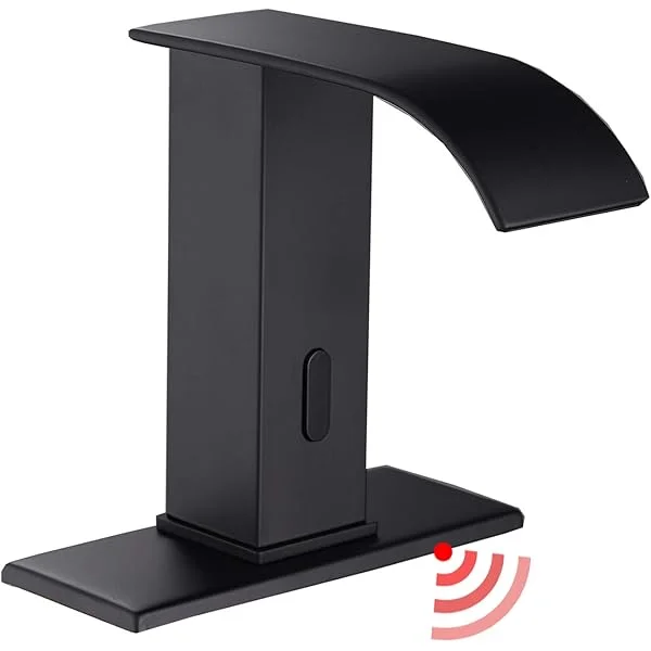 Automatic Sensor Touchless Bathroom Sink Faucet Vanity Faucets Waterfall Oil Rubbed Bronze Bathroom Water Tap with Control Box and Temperature Mixer Short Oil Rubbed Bronze
