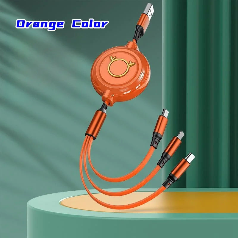 Car logo retractable 1 to 3 mobile phone charging cable