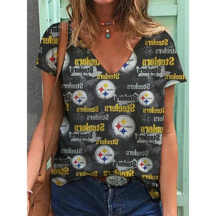 Pittsburgh Steelers Lightweight Short Sleeve V-Neck T-Shirt