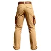 Men's Vintage Khaki Workwear Multi-Pocket Patchwork Suede Cargo Pants by Inlyline