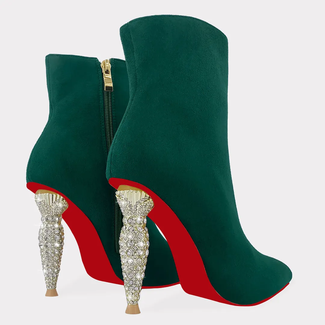 100mm Women's Pointed Toe Suede Ankle Boots Lipstick Tube Heels-vocosishoes