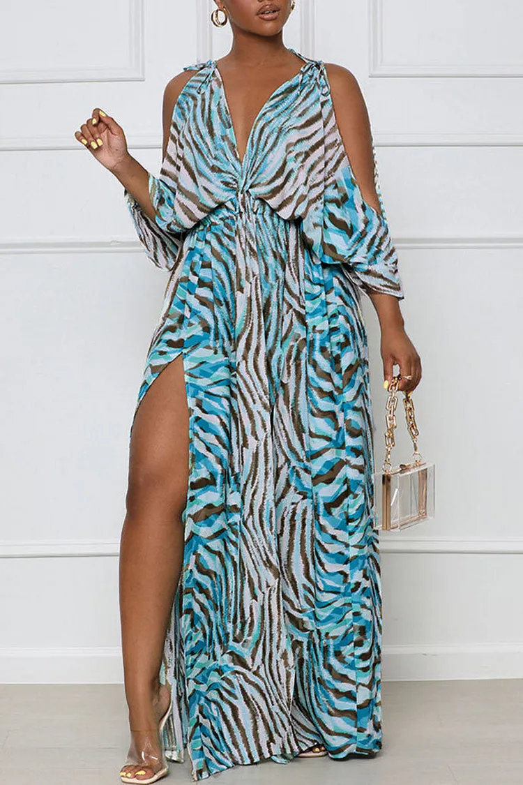 Fashion Sexy Print Patchwork V Neck Straight Dresses