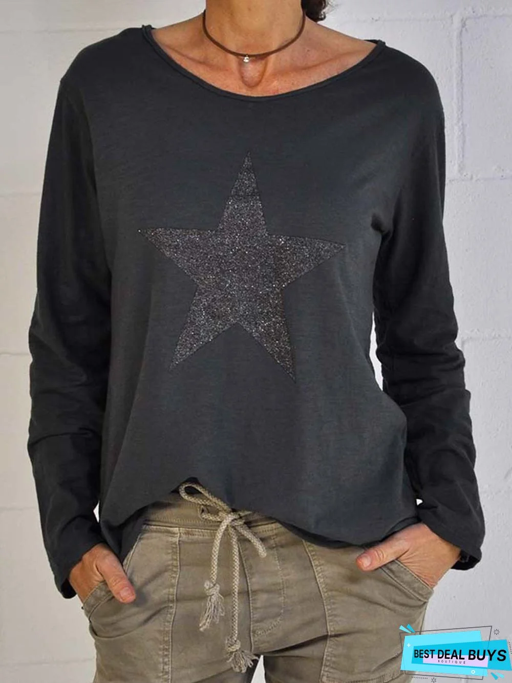 Casual Long Sleeve Printed T-shirt